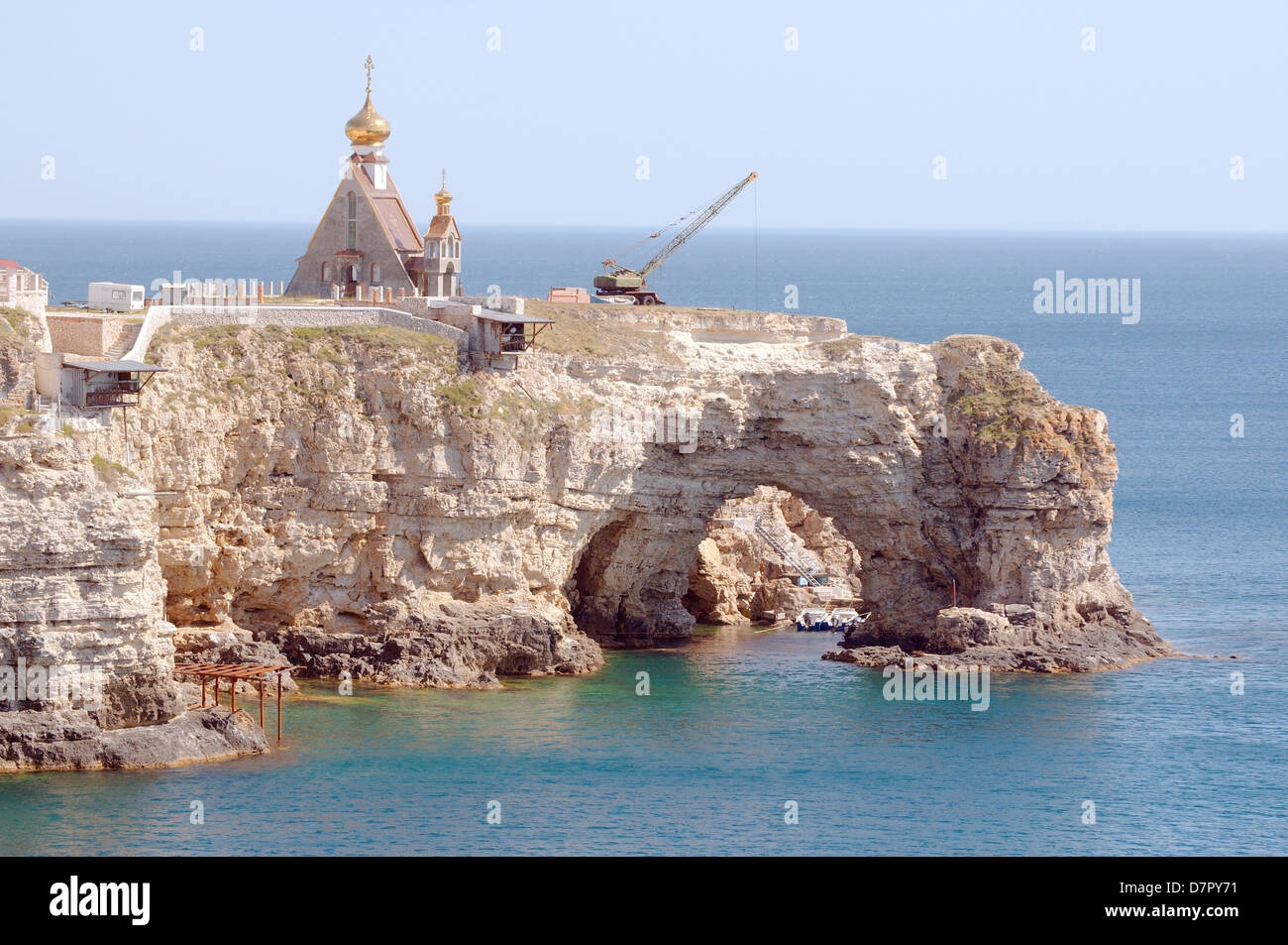 Arch rock, peninsula Tarhankut, Tarhan Qut, Crimea, Ukraine, Eastern Europe  Stock Photo