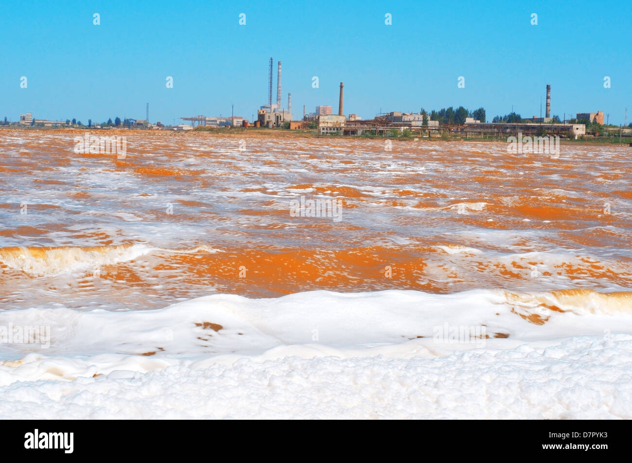 Lake contaminated by chemical waste, Krasnoperekopsk, Crimea, Ukraine, Eastern Europe Stock Photo