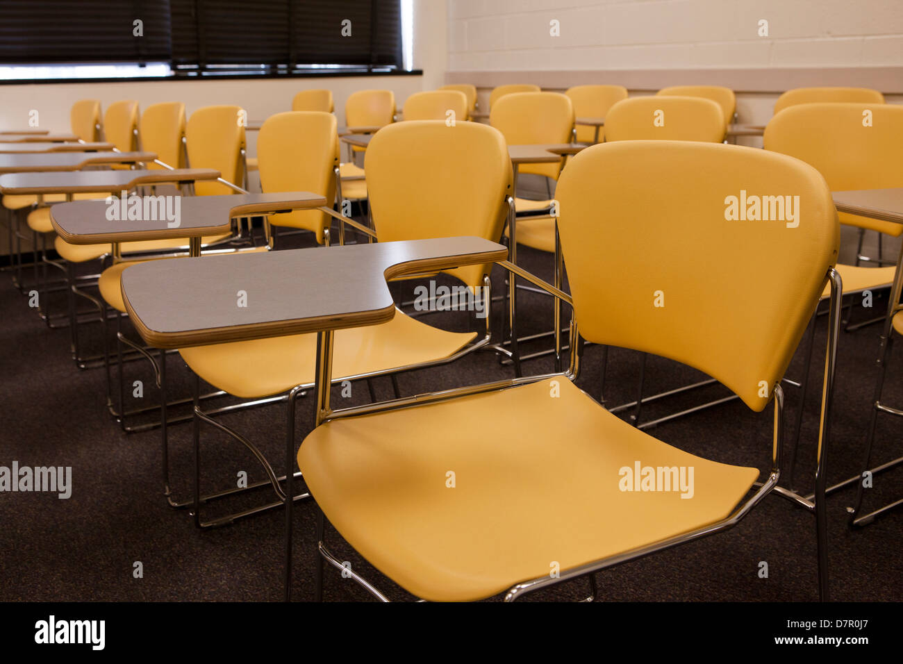 Empty classroom desks and chairs - USA Stock Photo