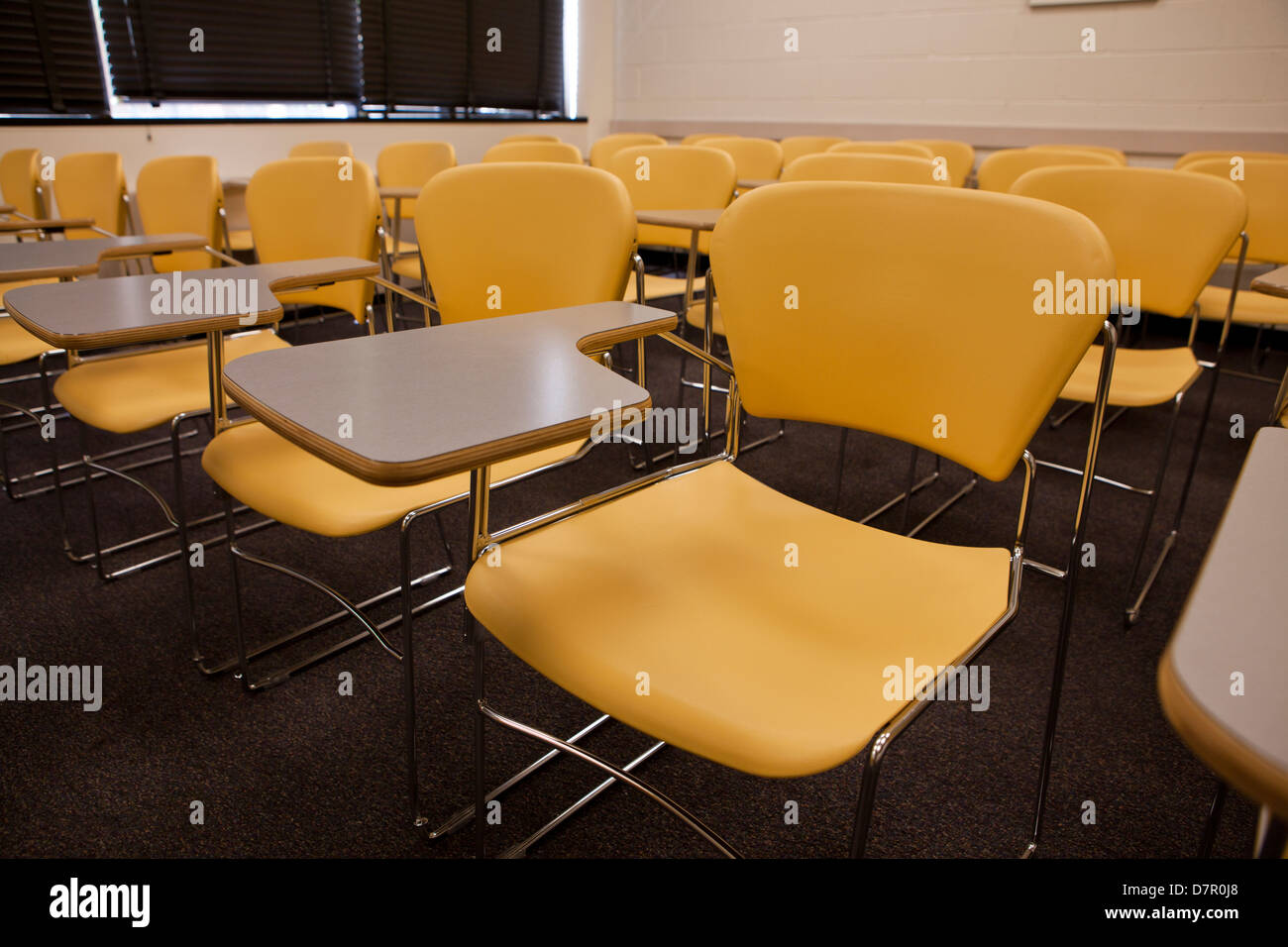 Empty classroom desks and chairs - USA Stock Photo