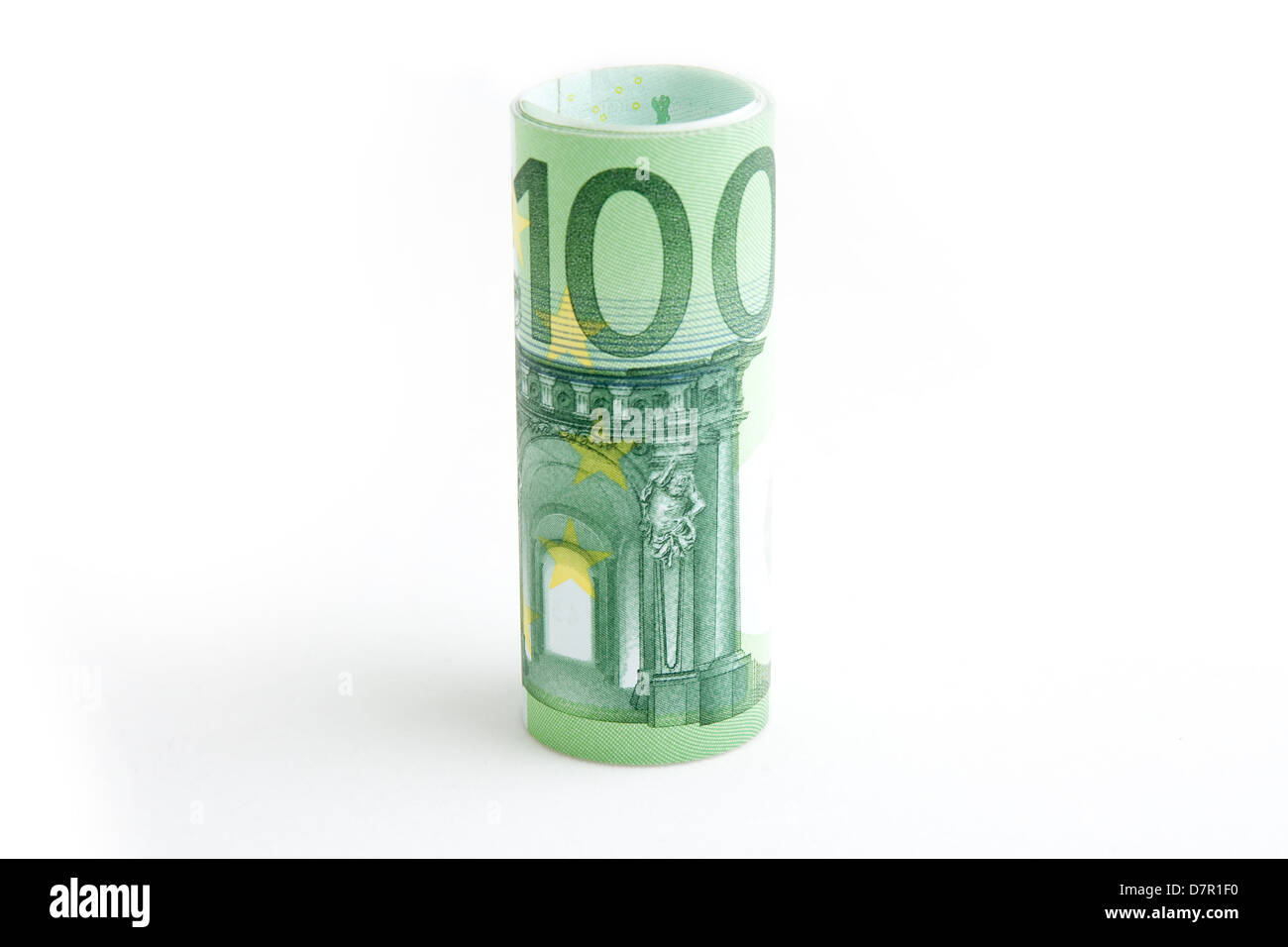 Hundred euro banknotes isolated on white background Stock Photo - Alamy