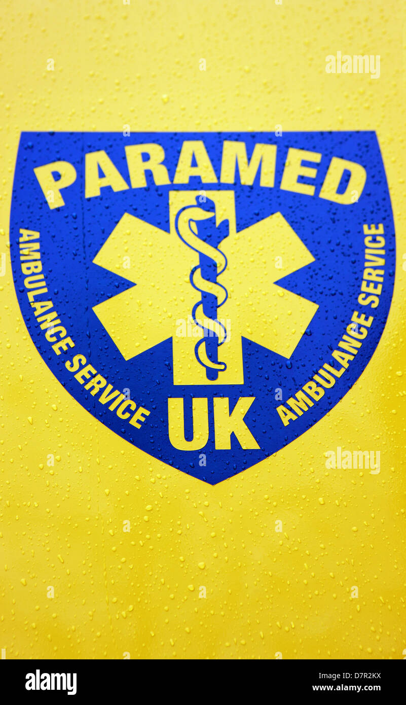 Paramed sign from the side of an ambulance in Scotland Stock Photo