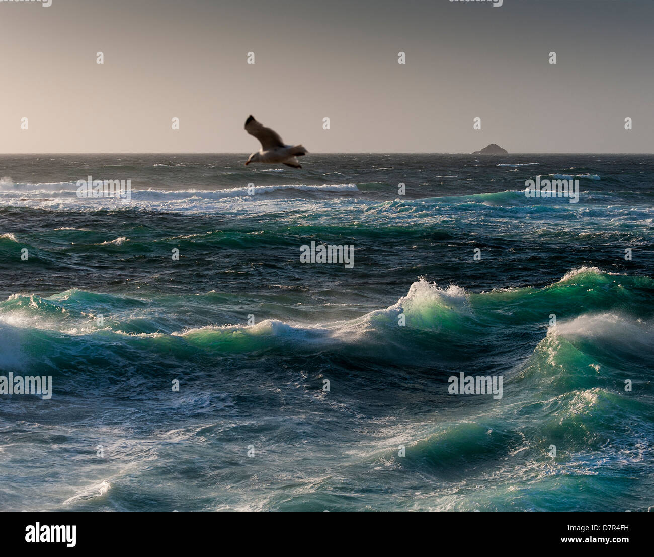 Rough seas off the Cornish coast. Stock Photo