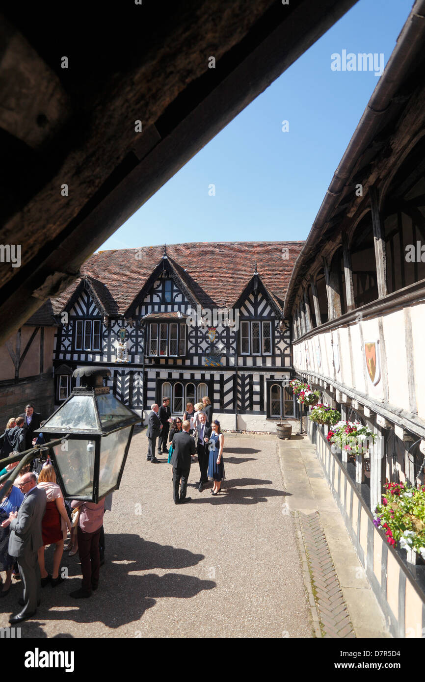 Historical houses at Warwick , originally Lord Leycester Hospital in 1571. Stock Photo