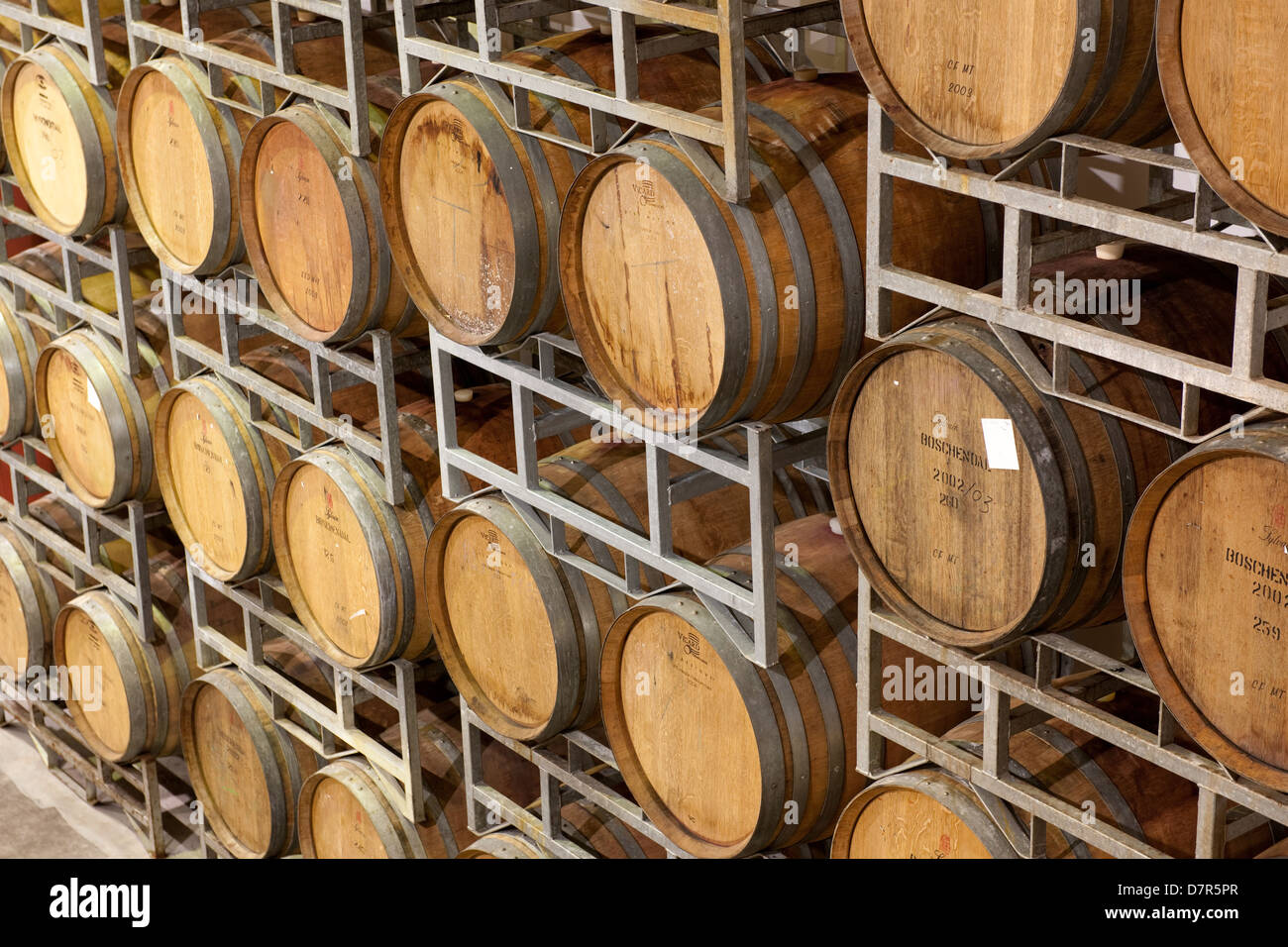 wine cellar, Boschendal Estate, Franschhoek, South Africa Stock Photo