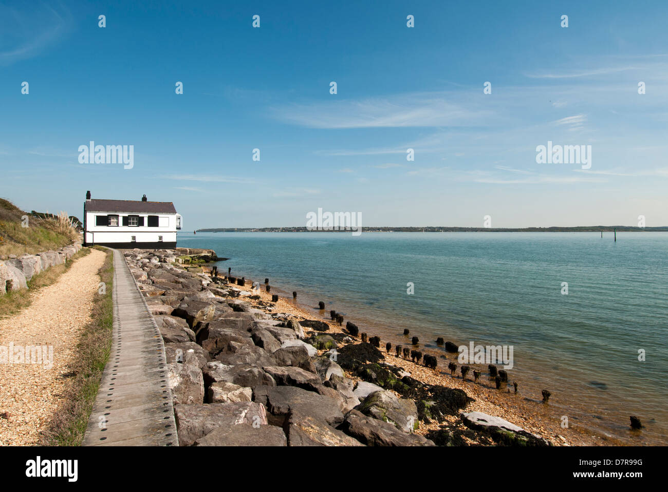 The Watch House on the foreshore at Lepe, New Forest Stock Photo