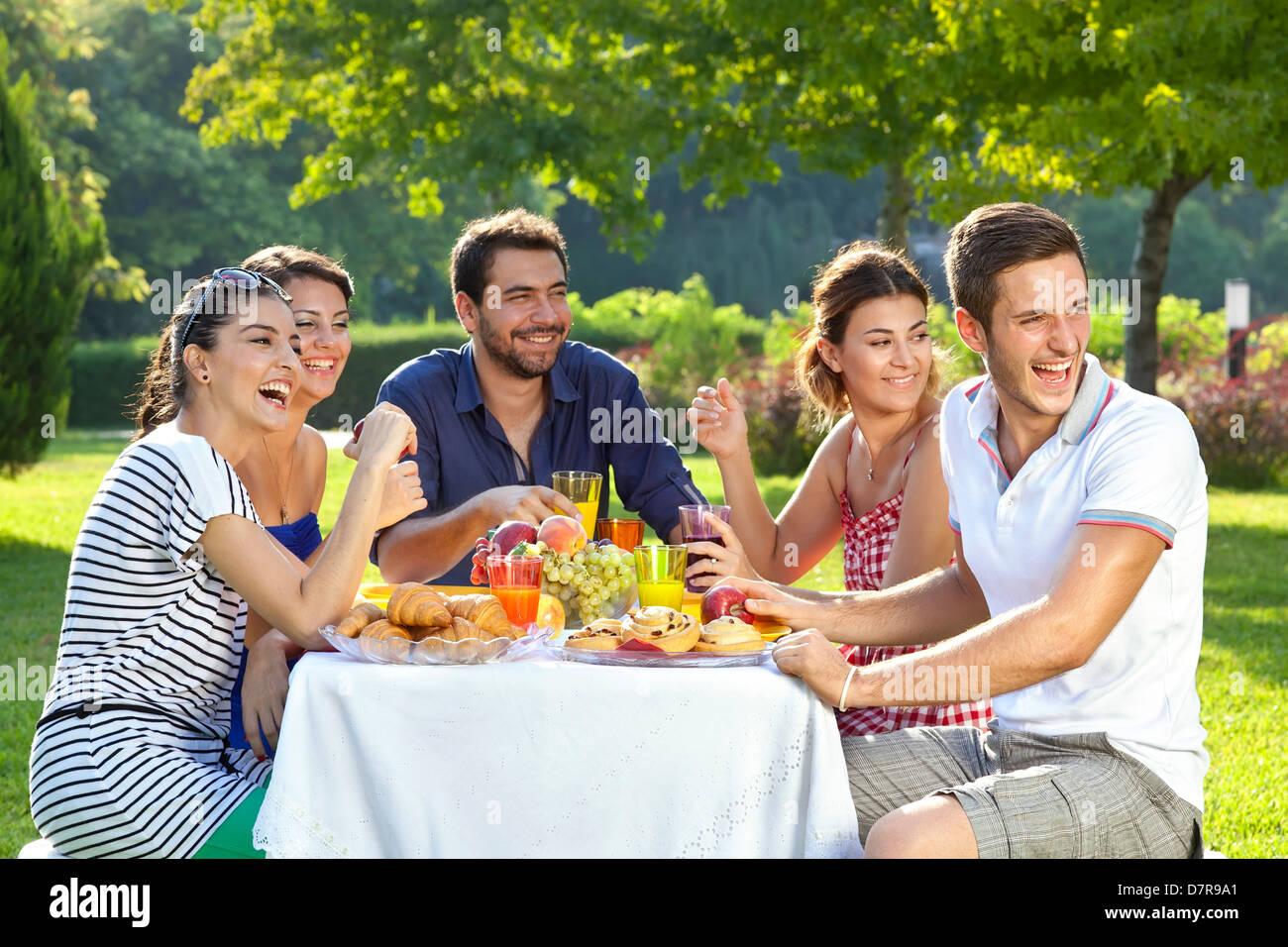 Family members laughing Stock Photo