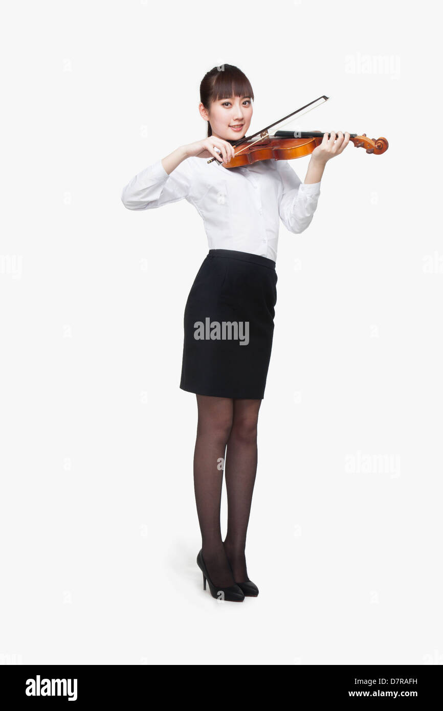 Young Woman Playing Violin Stock Photo - Alamy