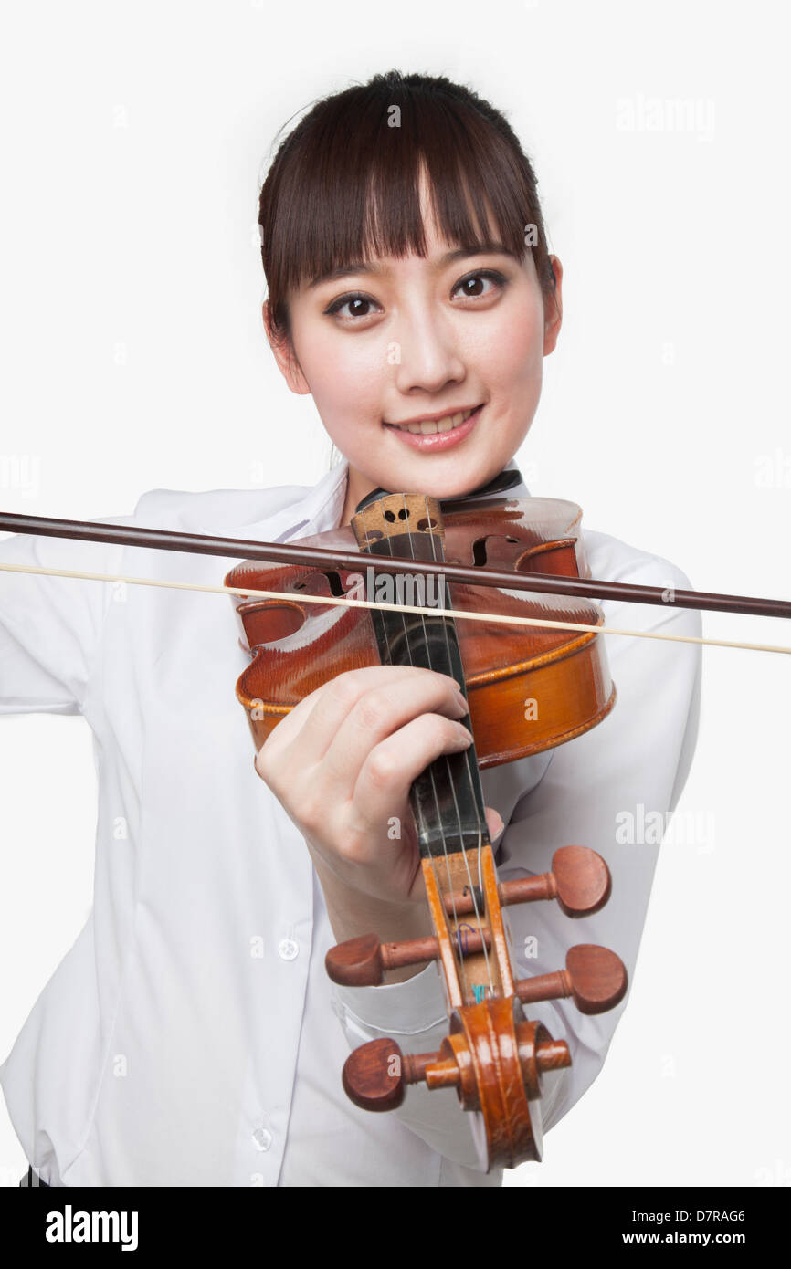 Young Woman Playing Violin Stock Photo - Alamy