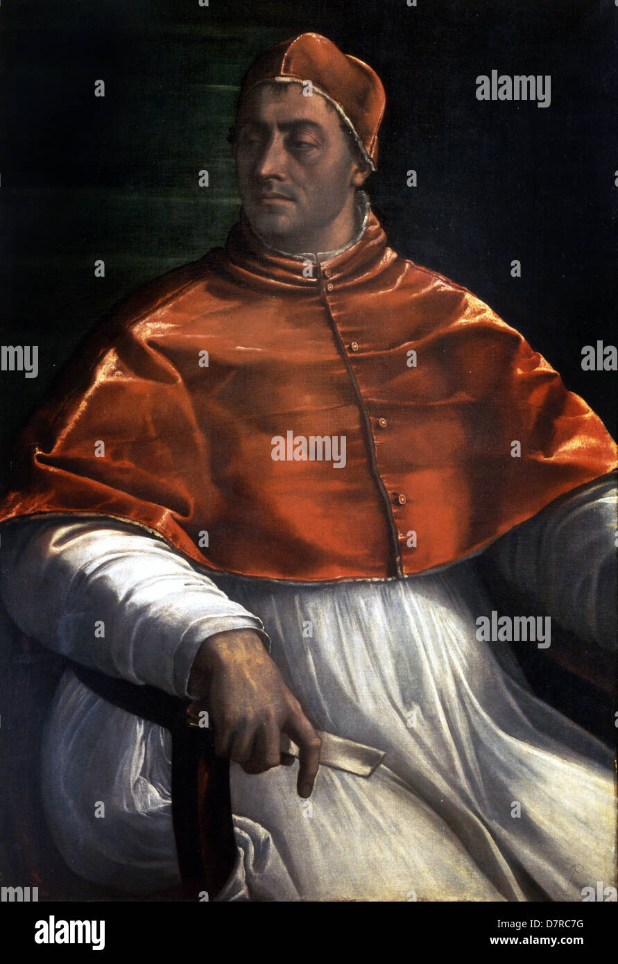 Sebastiano del Piombo Portrait of Clément VII Napoli - Gallerie di Capodimonte. Stock Photo