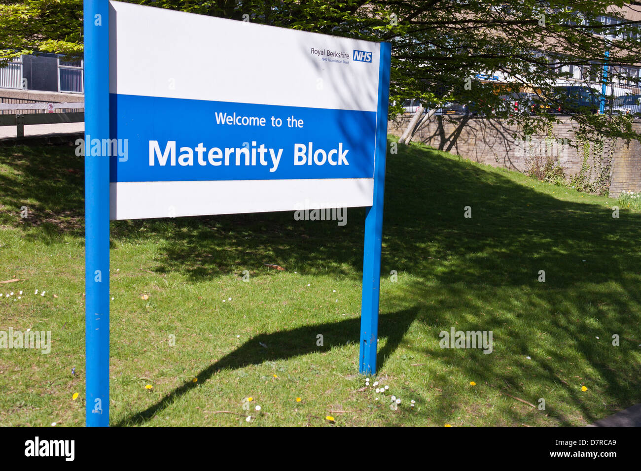 Maternity department welcome sign at the Royal Berkshire Hospital in Reading, England, GB, UK Stock Photo