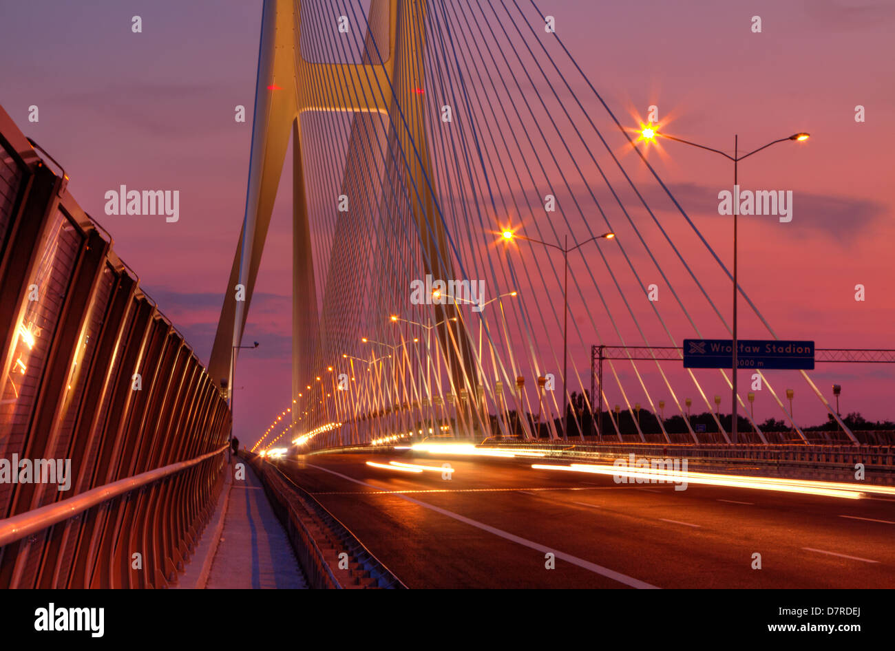 Modern bridge at sunset Stock Photo - Alamy