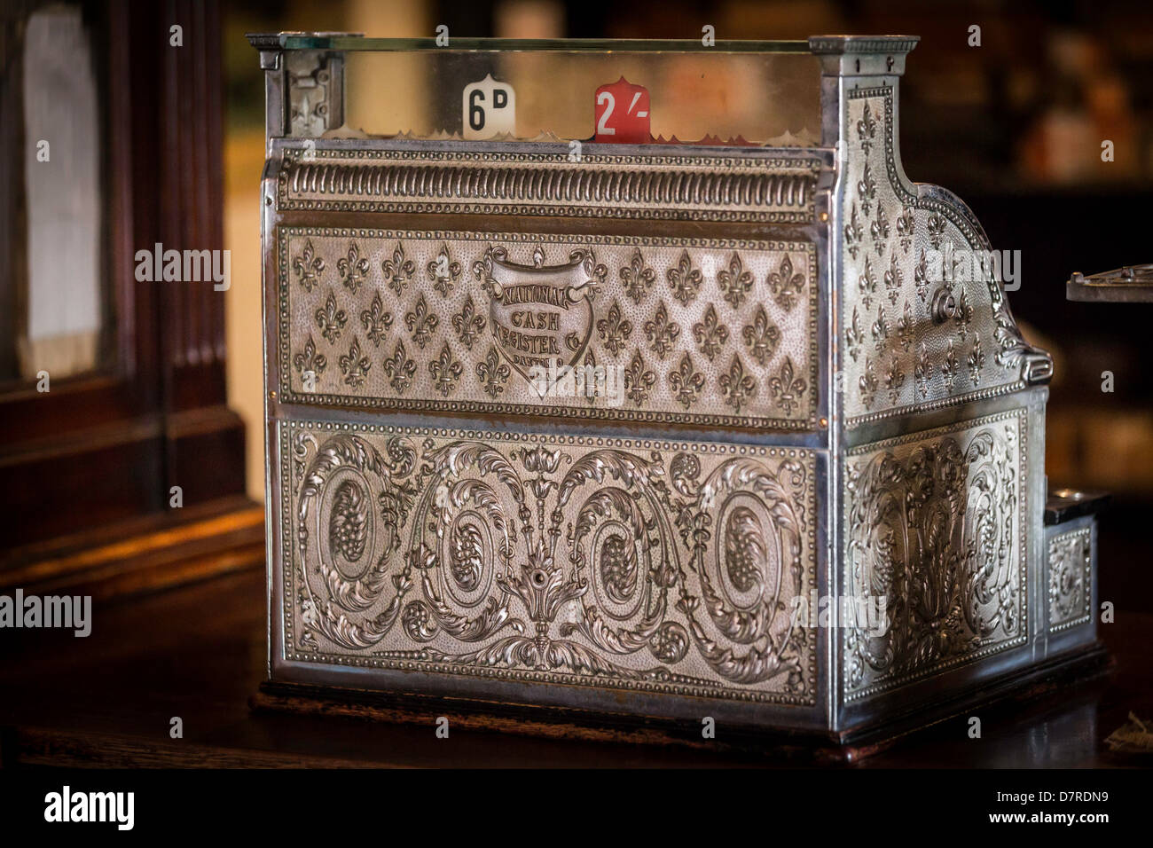 A Vintage Cash Register Used In The early 1900's Stock Photo