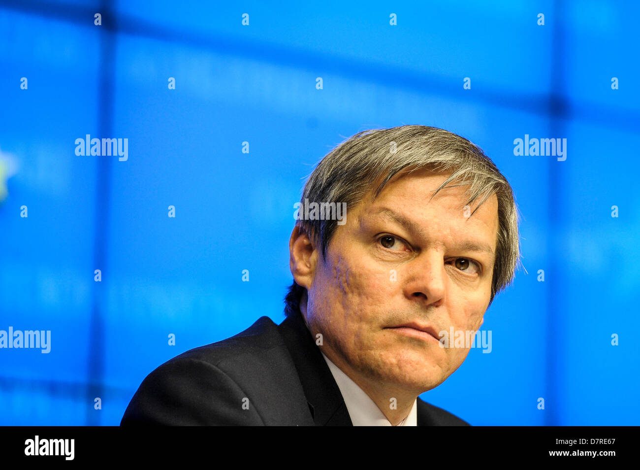 Brussels, Belgium. 13th May, 2013. Dacian Ciolos, the European Commissioner for Agriculture and Rural Development  speak during press conference after   Agriculture and Fisheries council at the EU Headquarters  in Brussels, Belgium on 13.05.2013 Fisheries ministers meet  to revise their position on the reform of EU fishing rules. The reluctance of some countries, including France, Spain and Poland, to find common ground with the Parliament on key issues of the reform is threatening to cause the collapse of negotiations on a new Common Fisheries Policy (CFP).  by Wiktor Dabkowski (Credit I Stock Photo