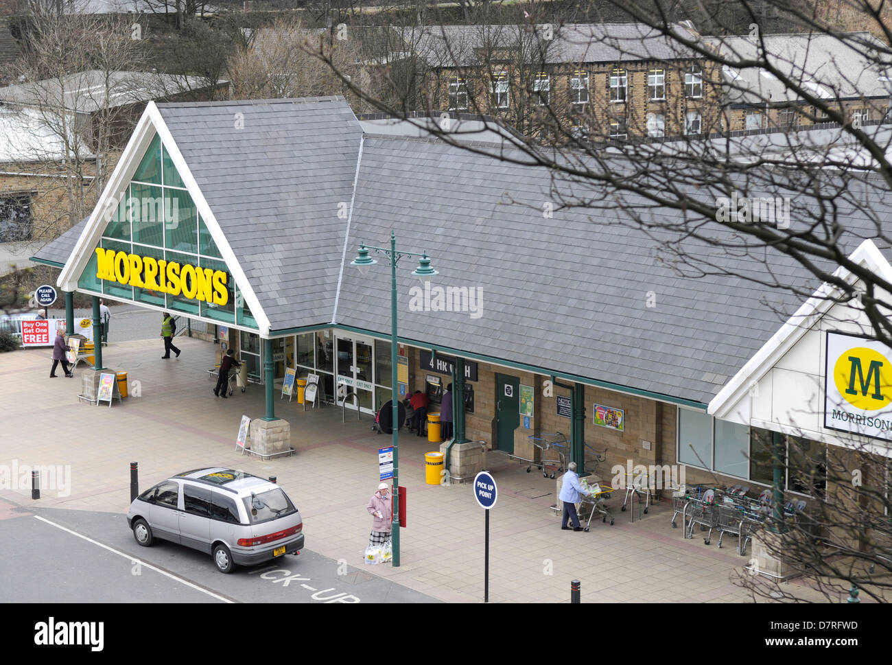 Exterior of the Morrisons supermarket store in Meltham, West Yorkshire