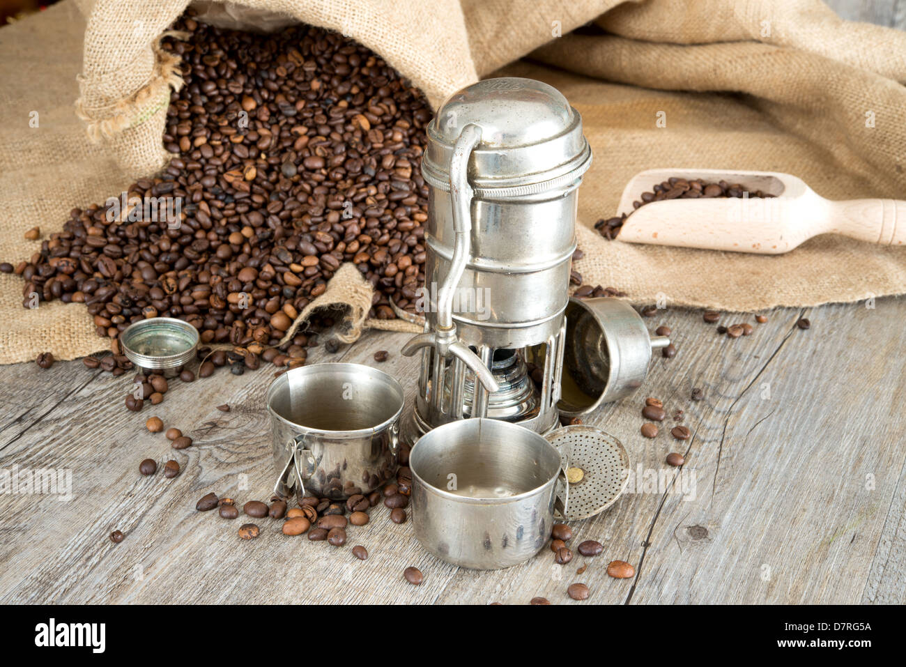 old coffee maker working portable to alcohol Stock Photo Alamy