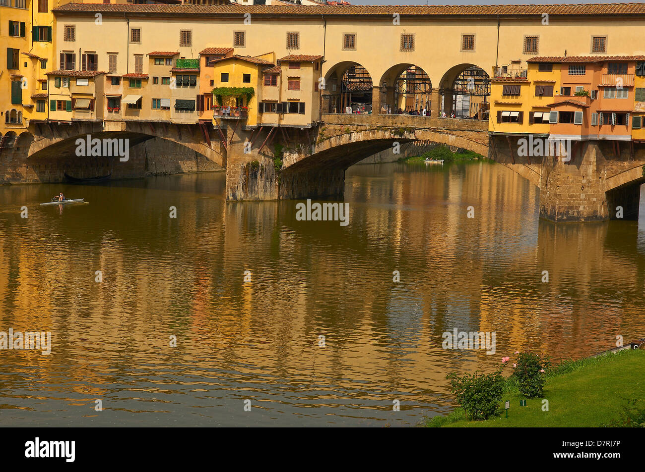Florence, Ponte Vecchio, Arno River, Tuscany, Italy, Europe Stock Photo