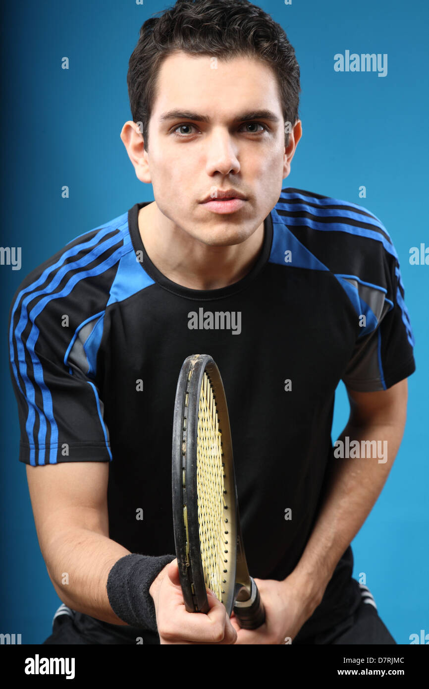 man with tennis racket Stock Photo Alamy