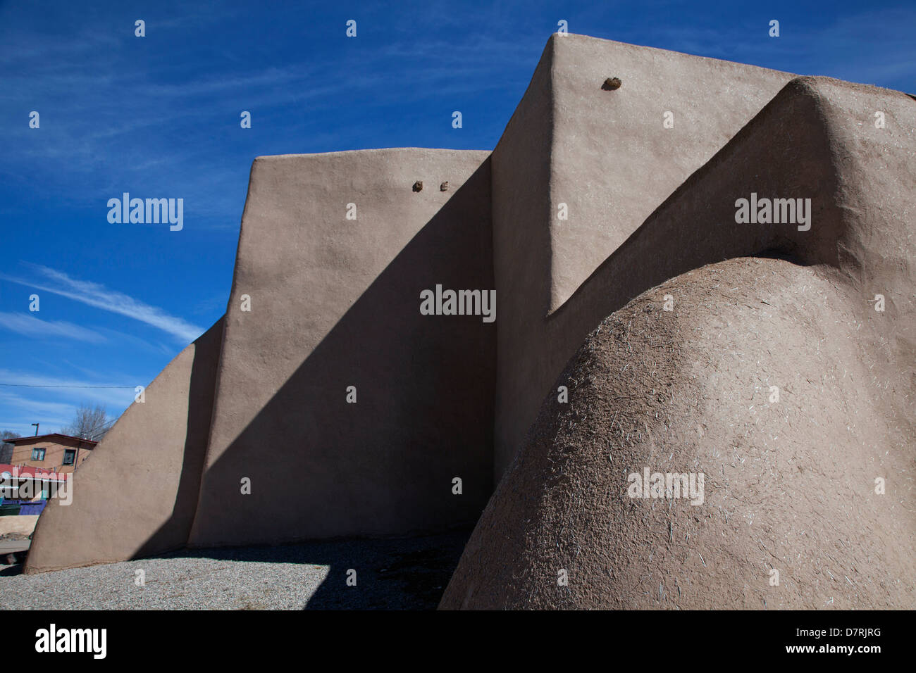 Detail of St. Francis de Assisi Church in Rancho de Taos, just south of Taos, New Mexico. Stock Photo