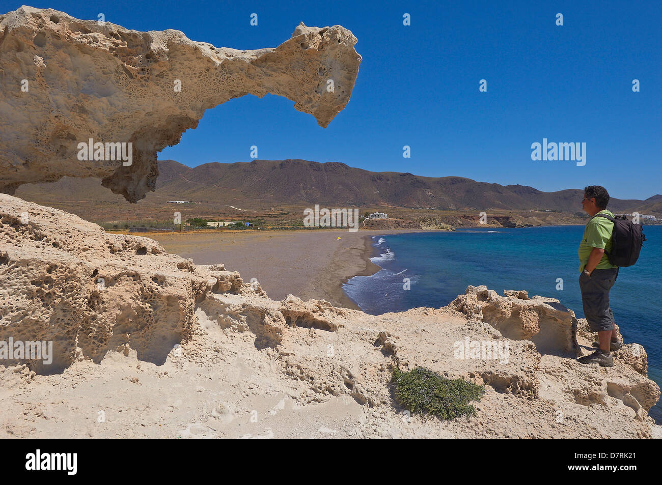 Cabo de Gata, Los escullos, Playa del Arco, El Arco Beach, Cabo de Gata-Nijar Natural Park. Almeria, Andalusia, Spain Stock Photo