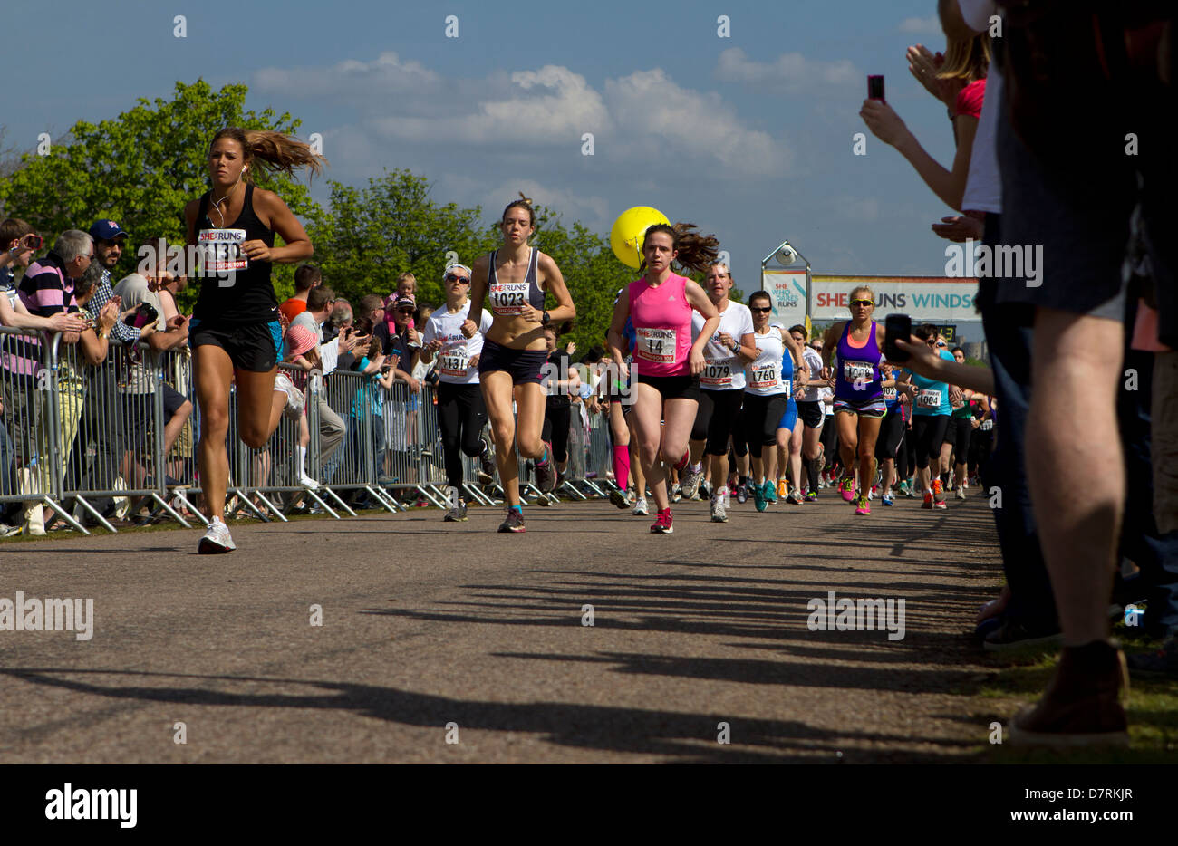 Leading competitors get away from the start line at the She Runs Windsor event. Stock Photo