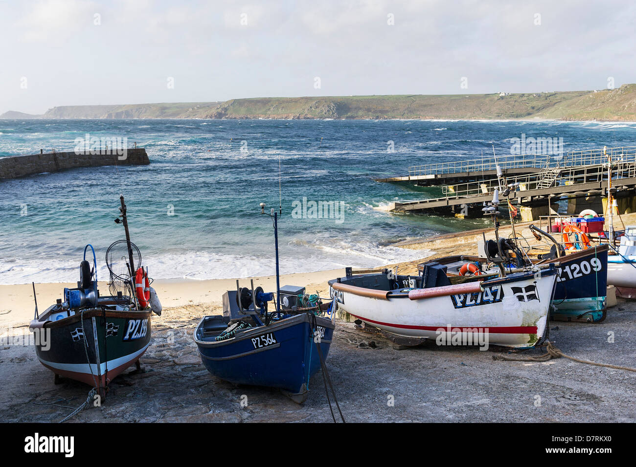 Fishing boats on the slipway in Sennen Cove Stock Photo - Alamy