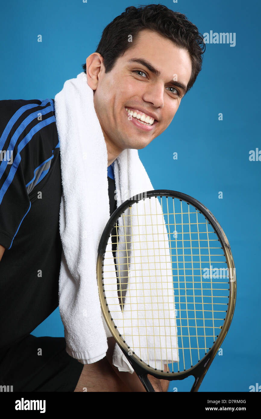 Man Using Tennis Racket man with tennis racket Stock Photo - Alamy