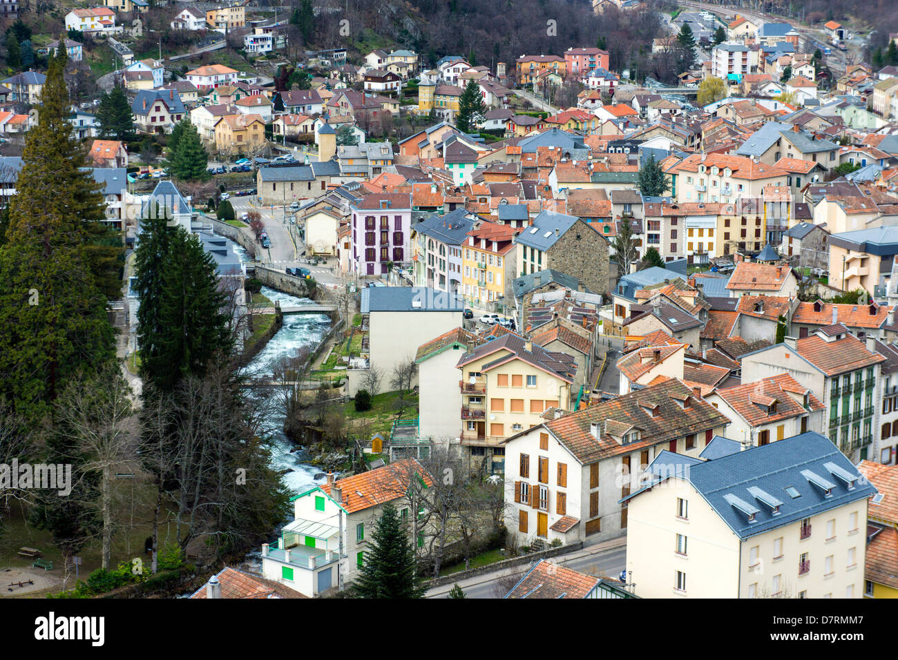 Rooftops and houses Ax les Thermes, Ariege, France Stock Photo - Alamy