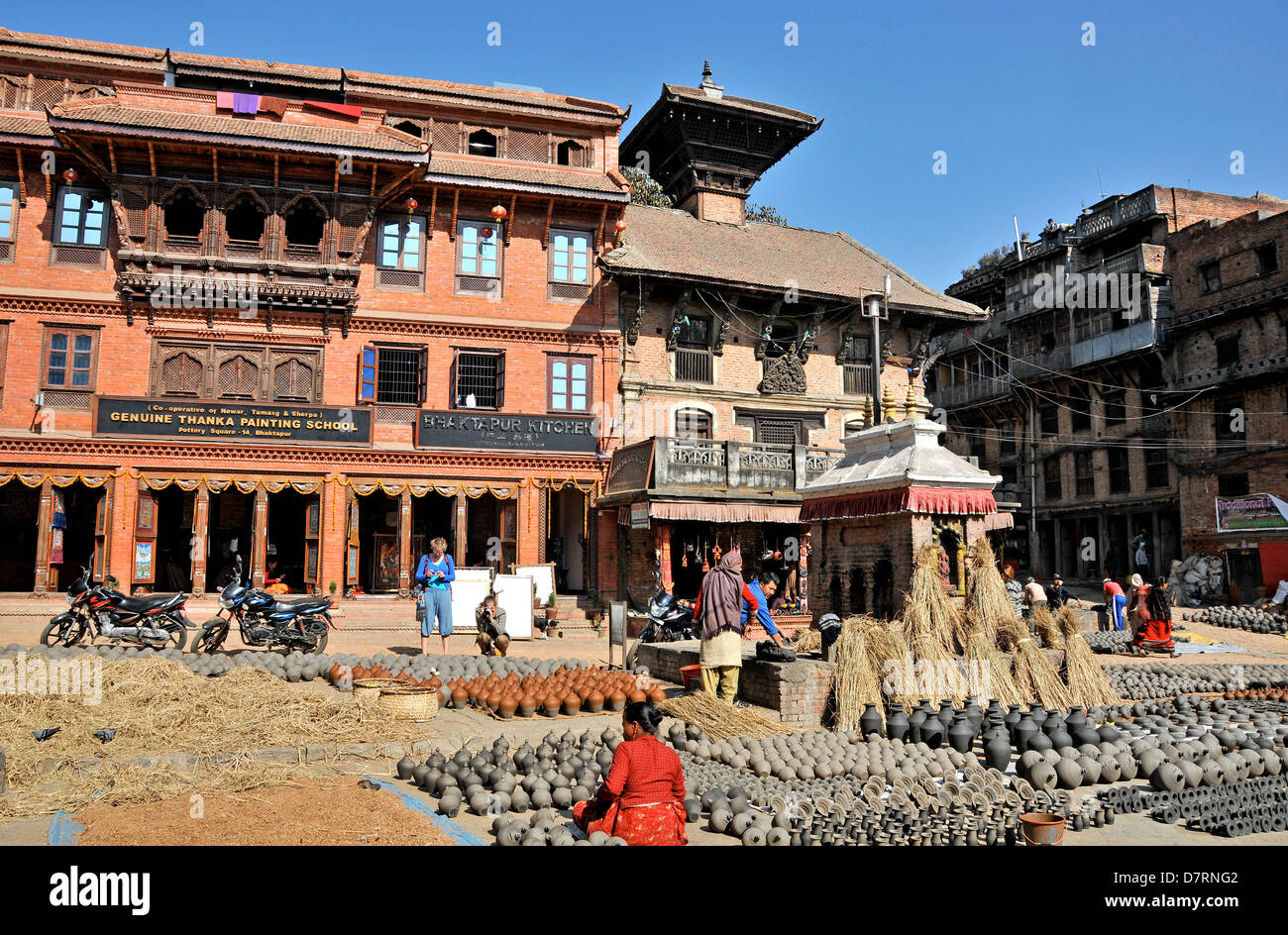 Genuine Thanka painting school Pottery square Bhaktapur Nepal Stock Photo