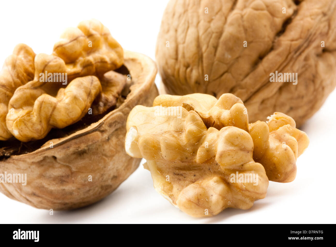 Walnuts on white background Stock Photo