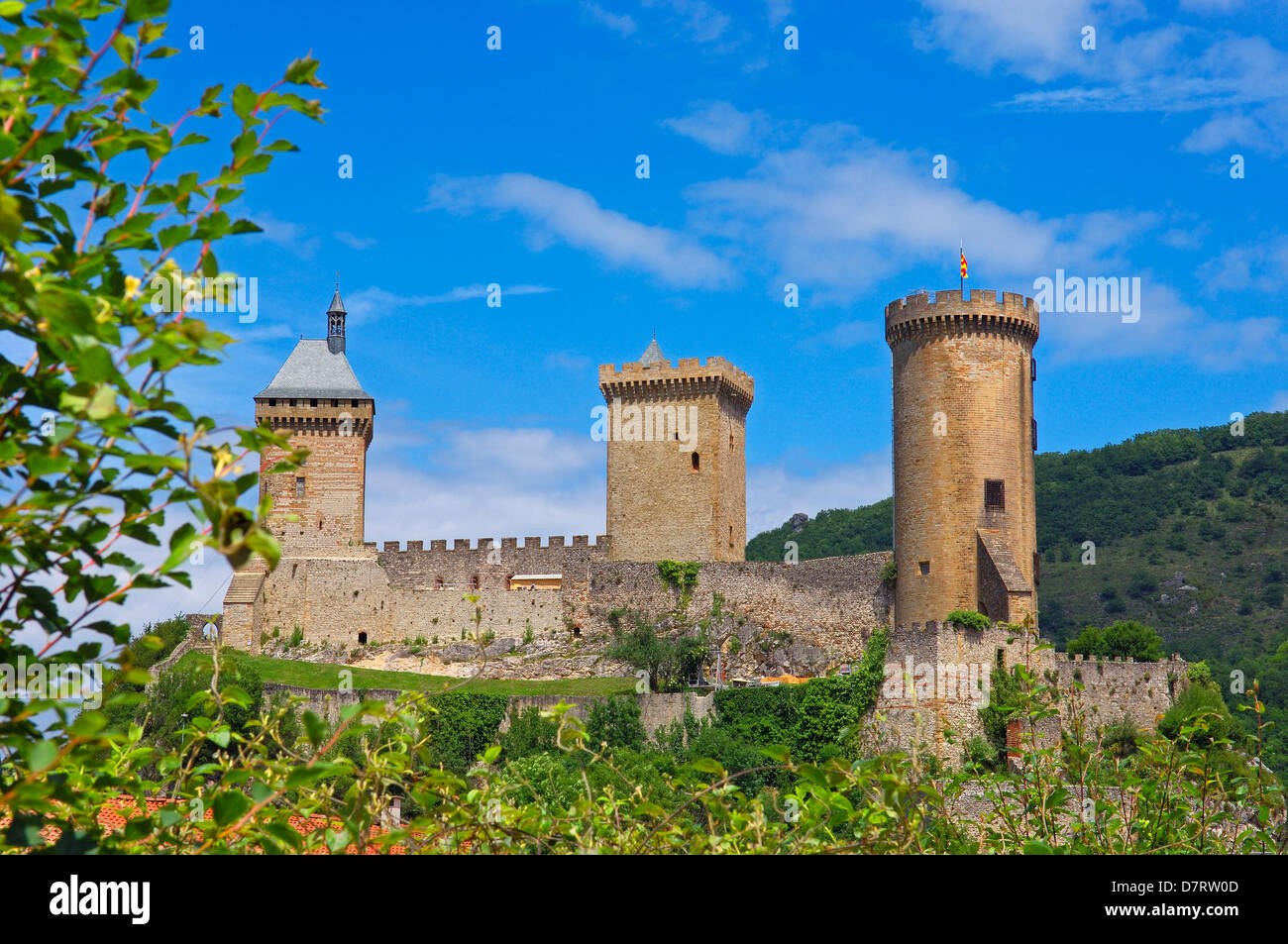 Castle of Foix (Chateau de Foix) . Cathar country. Ariege, Midi Pyrénées, France. Stock Photo