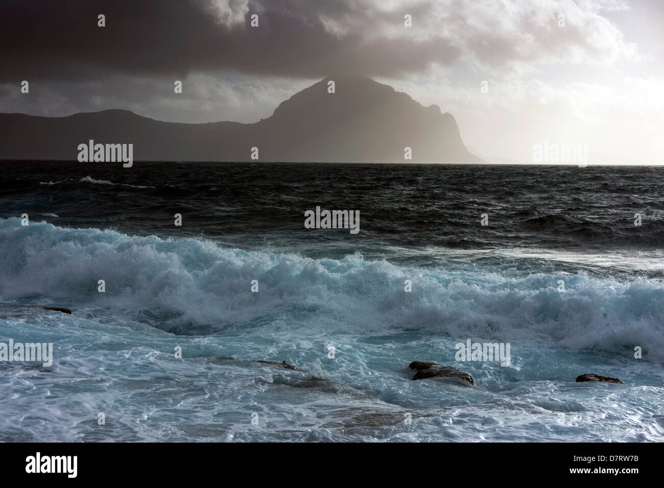 Stormy weather, stormy sea, San Vito Lo Capo, Sicily, Italy Stock Photo