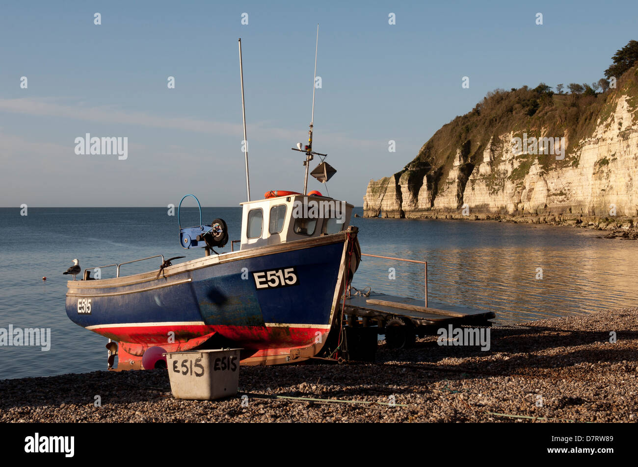 Fishing boat on the beach, Beer, Devon, England, UK Stock Photo Alamy