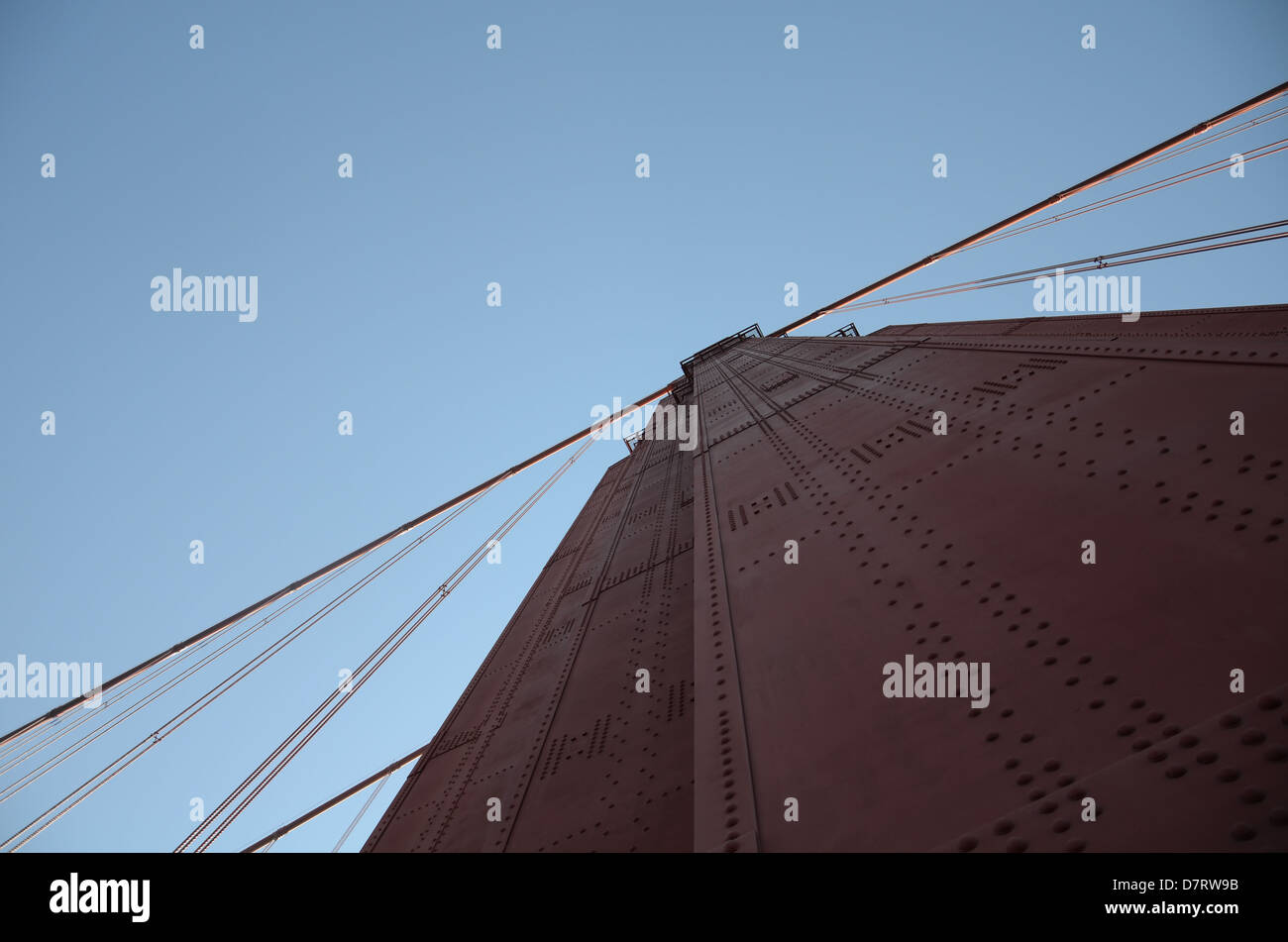 Looking up the Golden Gate Bridge on a beautiful sunny day Stock Photo ...