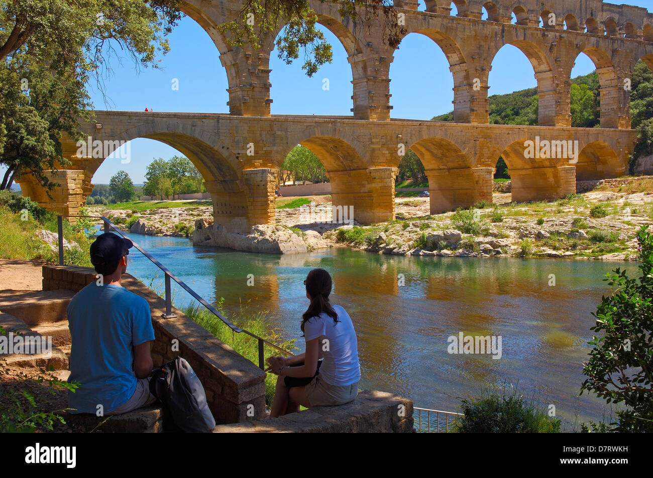 Pont du Gard, Roman aqueduct. Gard department, Provence. France Stock Photo