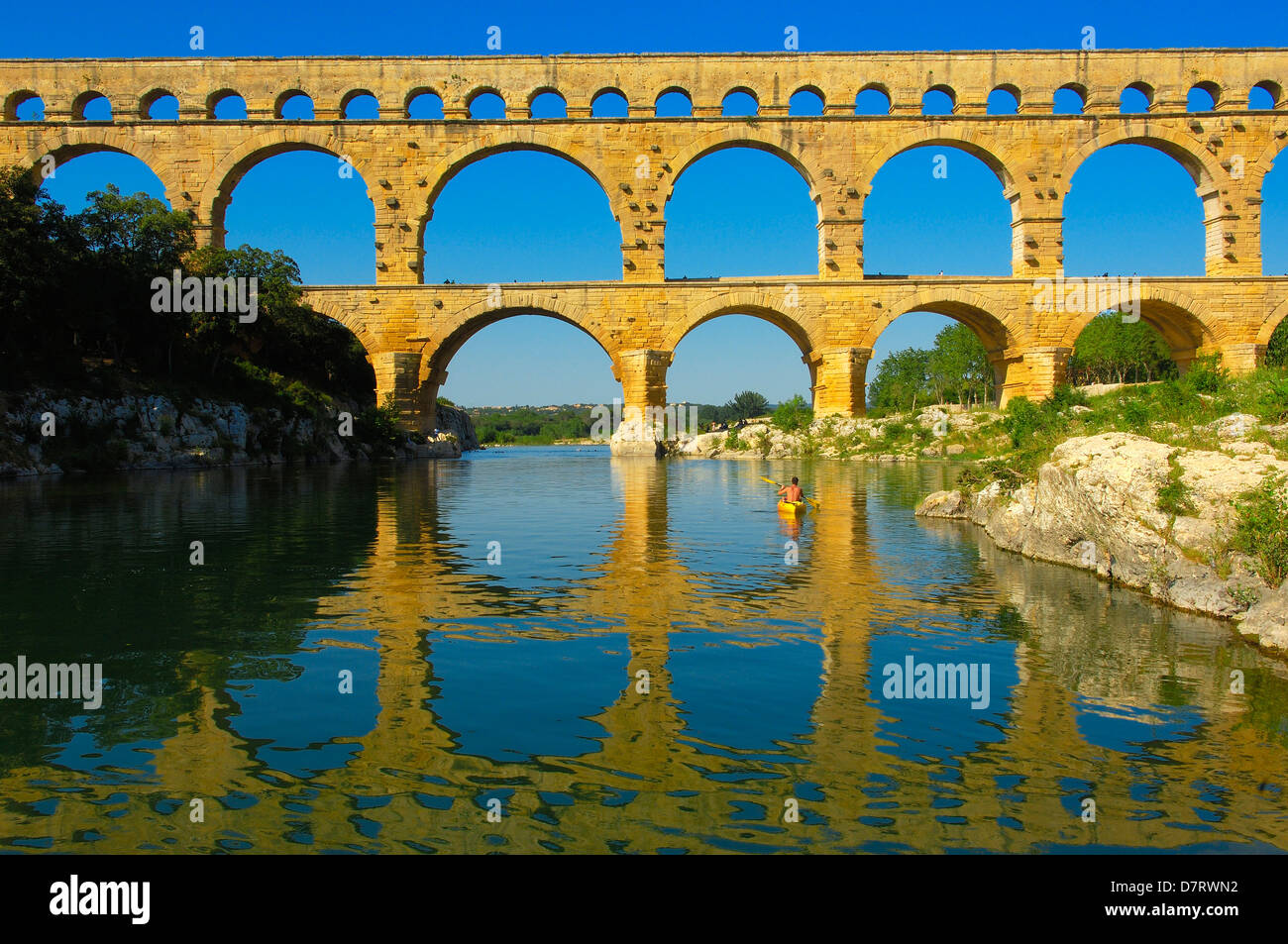 Pont du Gard, Roman aqueduct. Gard department, Provence. France Stock Photo