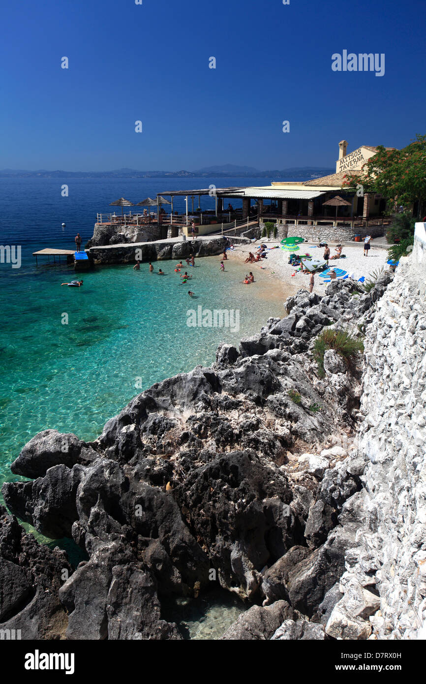 View of Nisaki village beach, Corfu Island, Greece, Europe Stock Photo