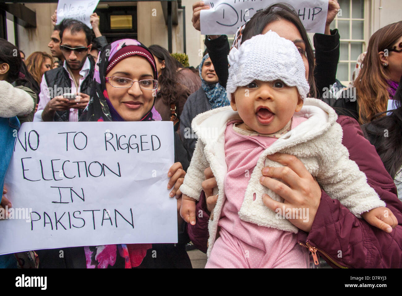 London, UK. 13th May, 2013. Pakistani protesters of all ages demonstrated against alleged electoral fraud in the recent Pakistani general election. Credit: Paul Davey/Alamy Live News Stock Photo
