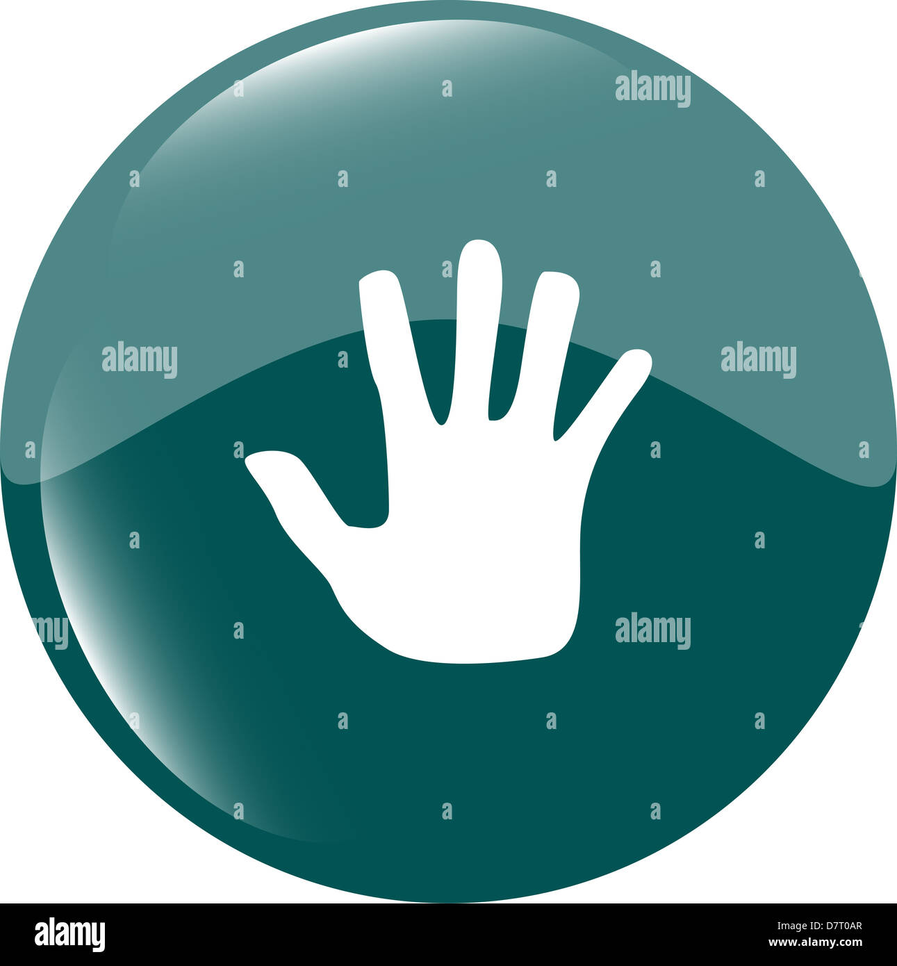 hand icon on green button Stock Photo - Alamy