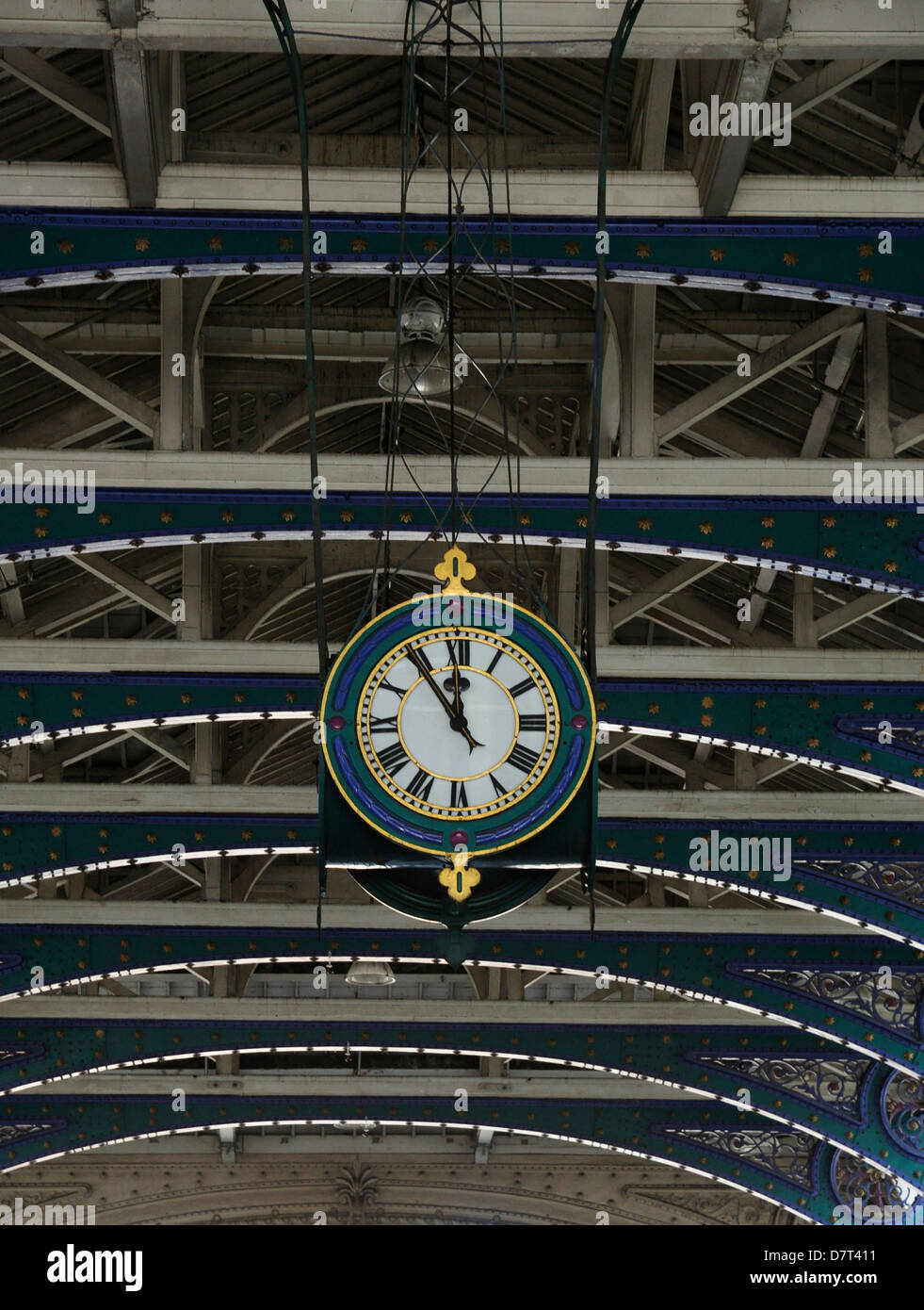 Clock and roof structure in the old Smithfield Market, London, England, UK Stock Photo