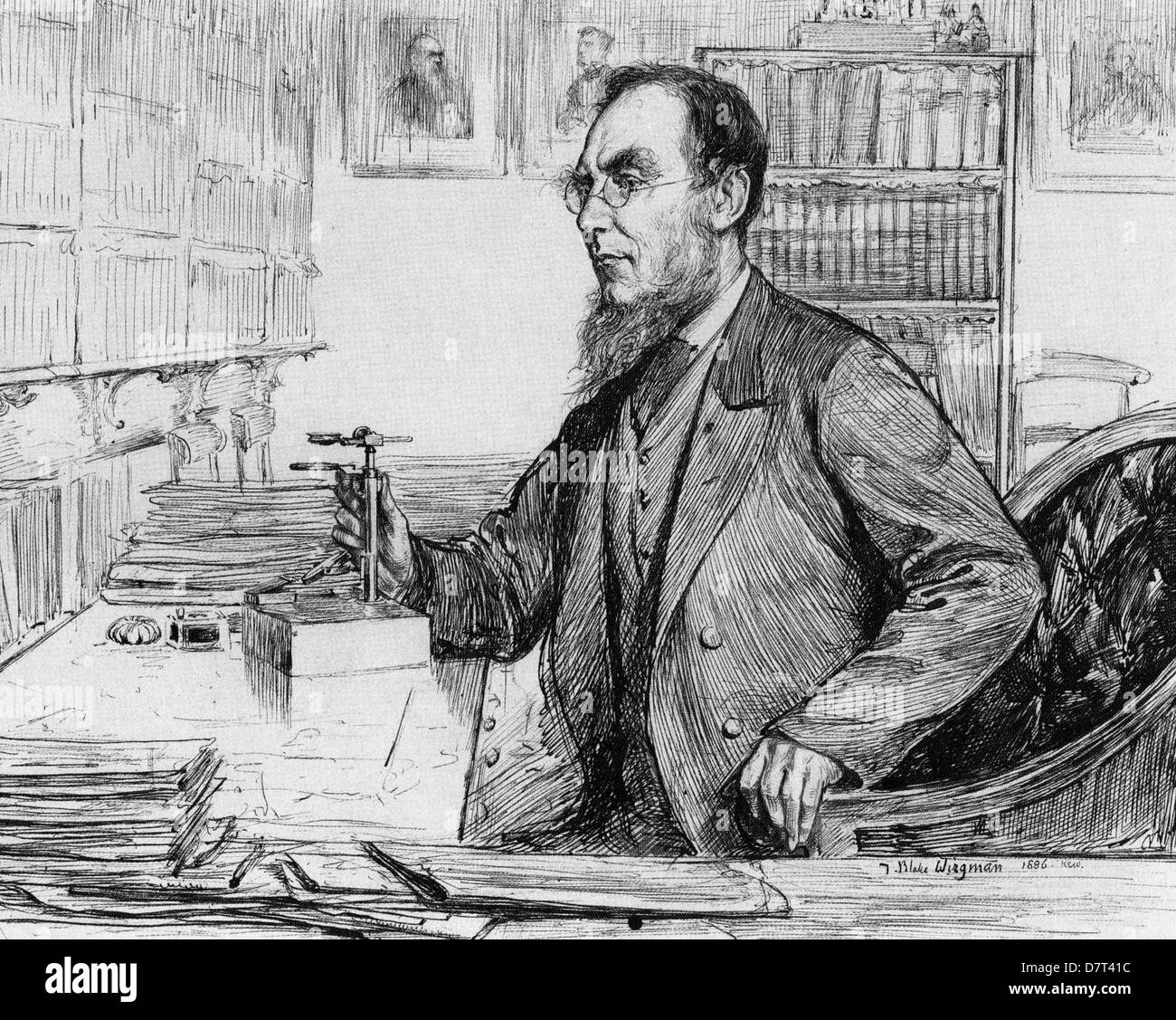 JOSEPH DALTON HOOKER (1817-1911)  English botanist and explorer drawn by Theodore Wirgman in 1886 Stock Photo