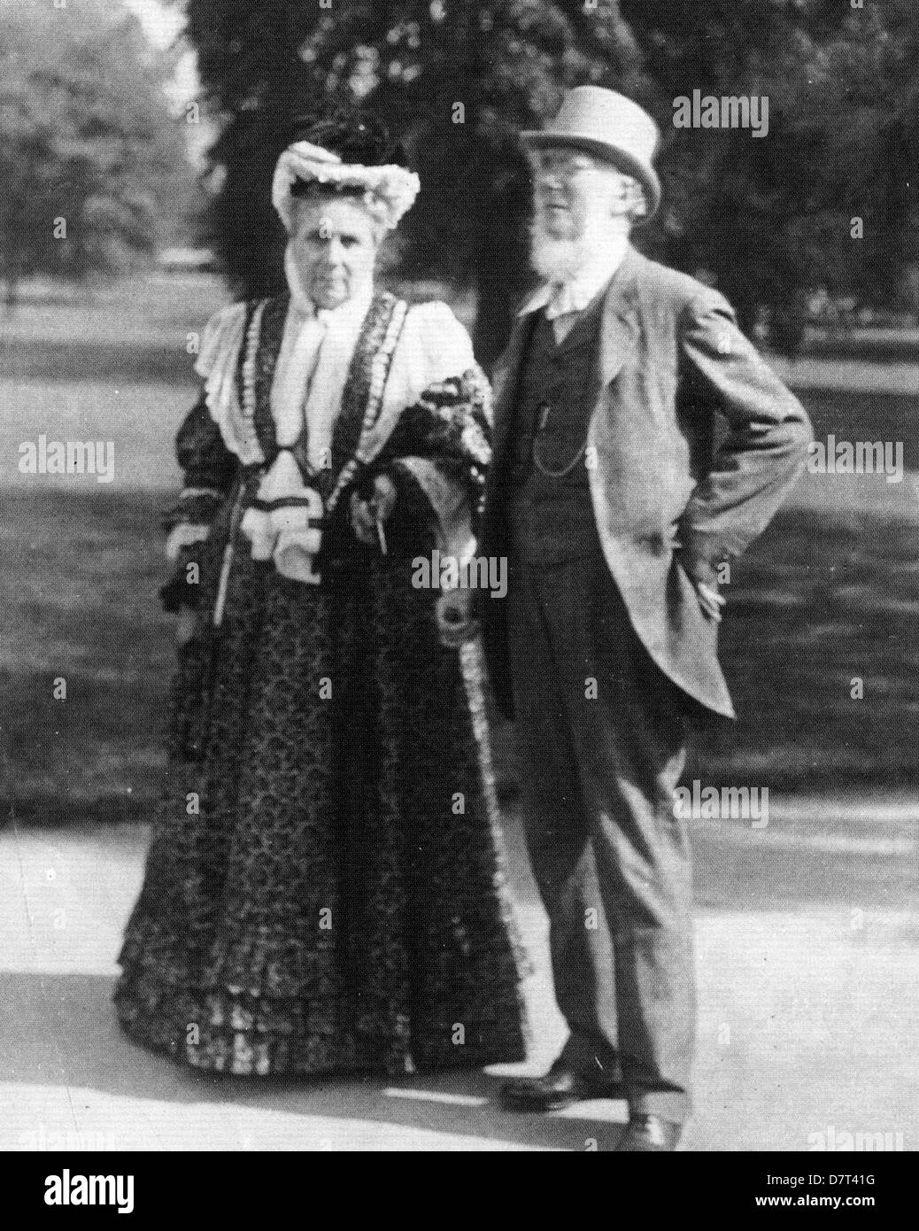 JOSEPH DALTON HOOKER (1817-1911)  English botanist and explorer at Kew Gradens with his second wife Hyacinth Stock Photo