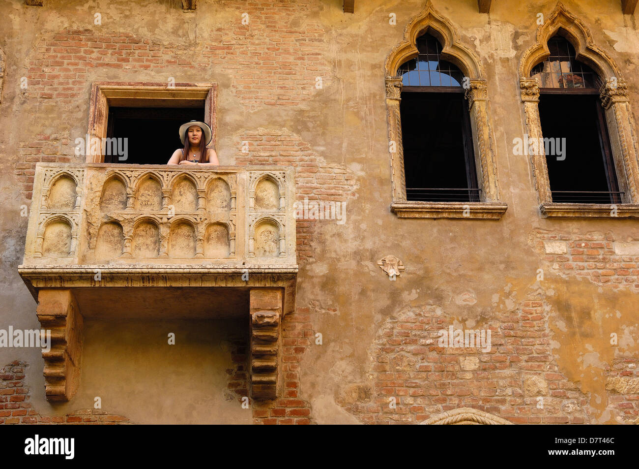 Verona, House and balcony of Giulietta, Casa Capuleti, Veneto. Italy, Europe Stock Photo