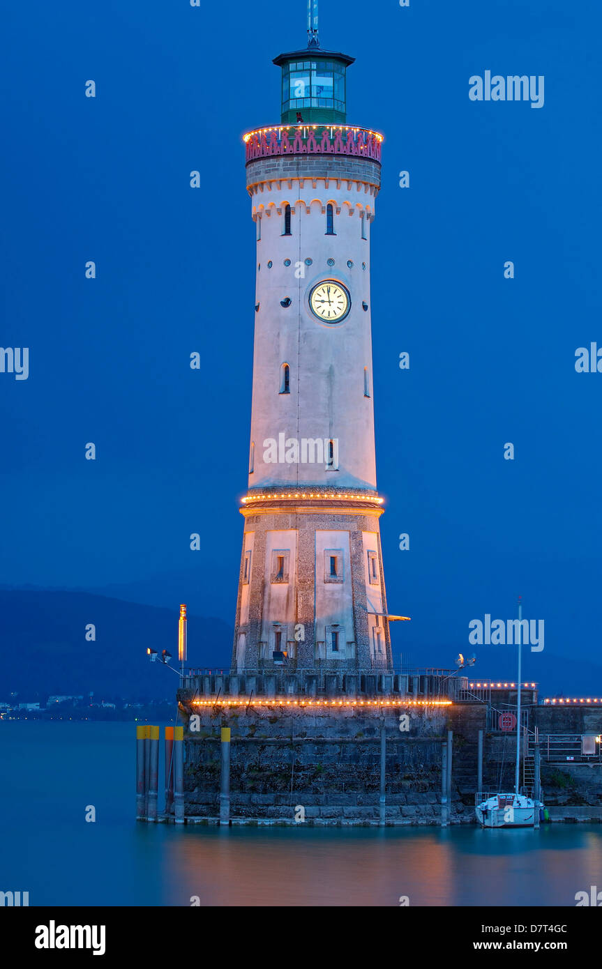 Lindau, Germany, Bavaria, Allgäu, Lake constance, Bodensee, Lighthouse at the harbor entrance Stock Photo