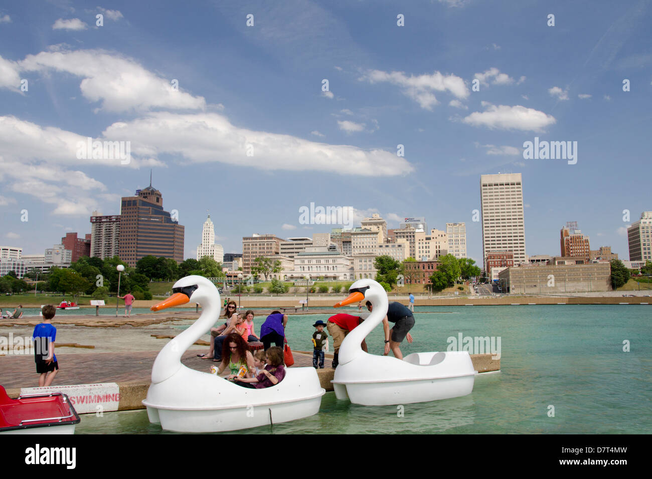 Tennessee, Memphis. Mud Island River Park. Swan boats. Stock Photo