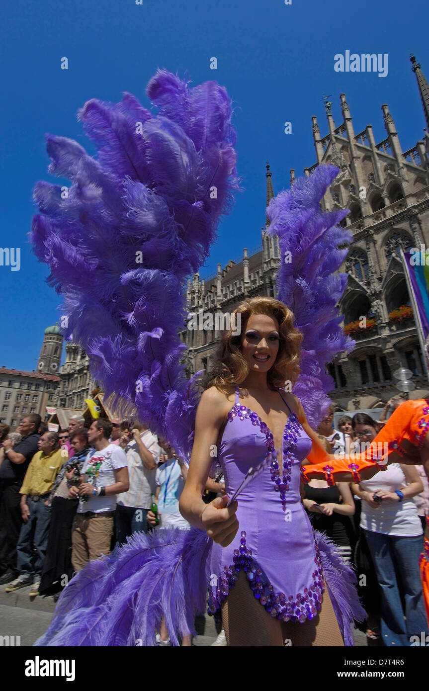 Munich, Marienplatz, Christopher Street Day, Gay parade, Bavaria, Germany, Europe Stock Photo