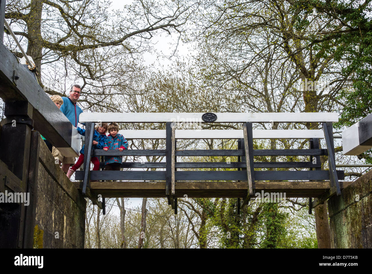 Wey and Arun Canal lock bridge Stock Photo