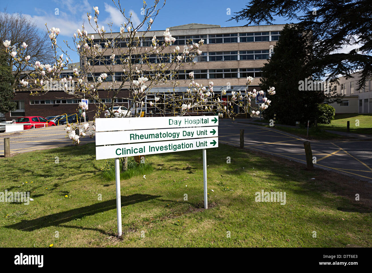 Direction sign to units at Nevill Hall Hospital, Abergavenny, Wales, UK