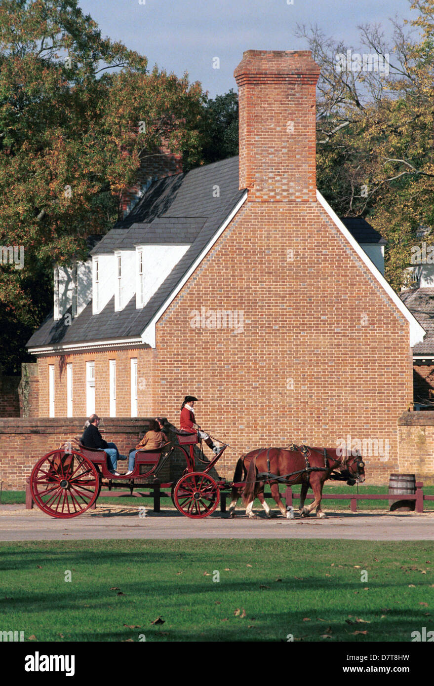 Horse and carriage Governor's Palace Williamsburg Virginia, Colonial Williamsburg, horse and buggy, carriage,horse,Williamsburg, Stock Photo