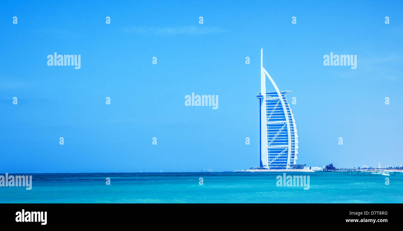 DUBAI, UAE - NOV 21: Burj Al Arab is 321m, second tallest hotel in the world, luxury hotel stands on an artificial island Stock Photo